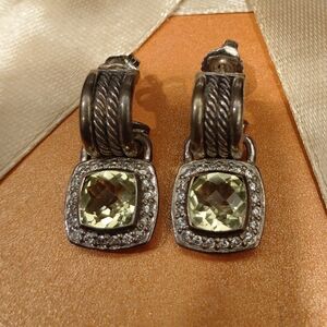 David Yurman Diamond Prasiolite (?) Albion Earrings